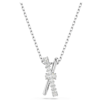 swarovski قلادة hyperbola، قطع متنوع، شكل متداخل، لون أبيض، طلاء روديوم