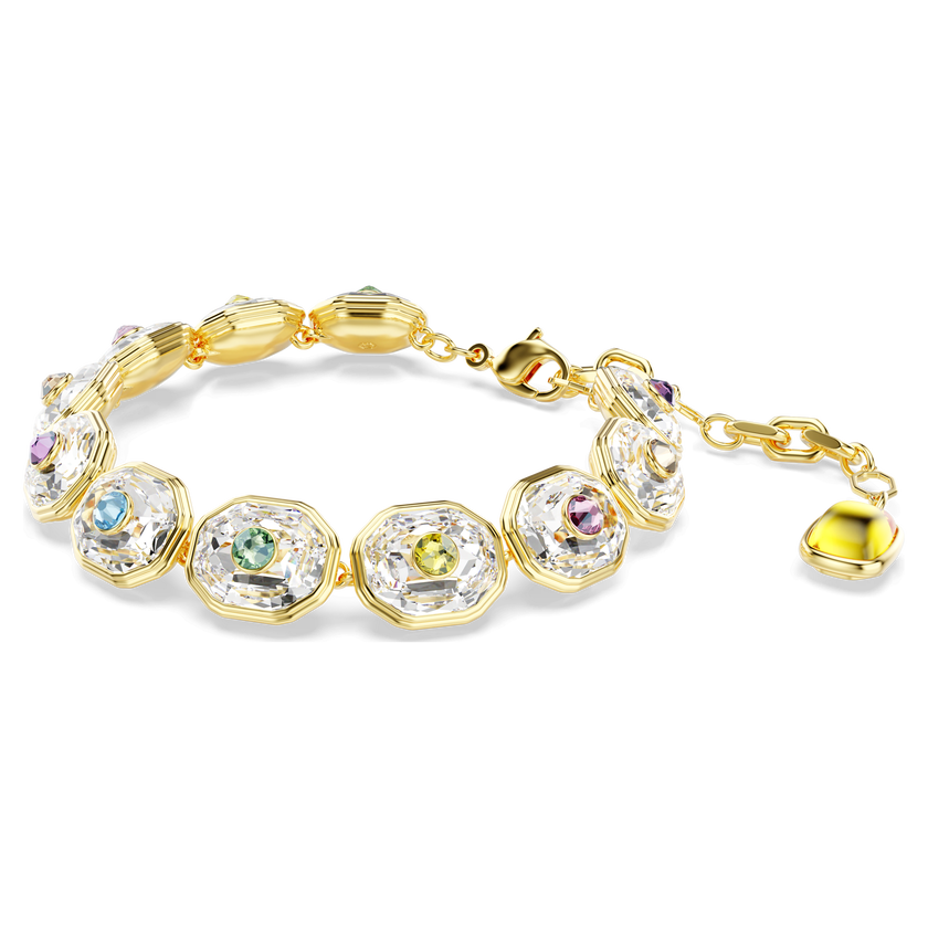 swarovski سوار choma tennis، قطع مُثَمَّن، ألوان متعددة، طلاء باللون الذهبي