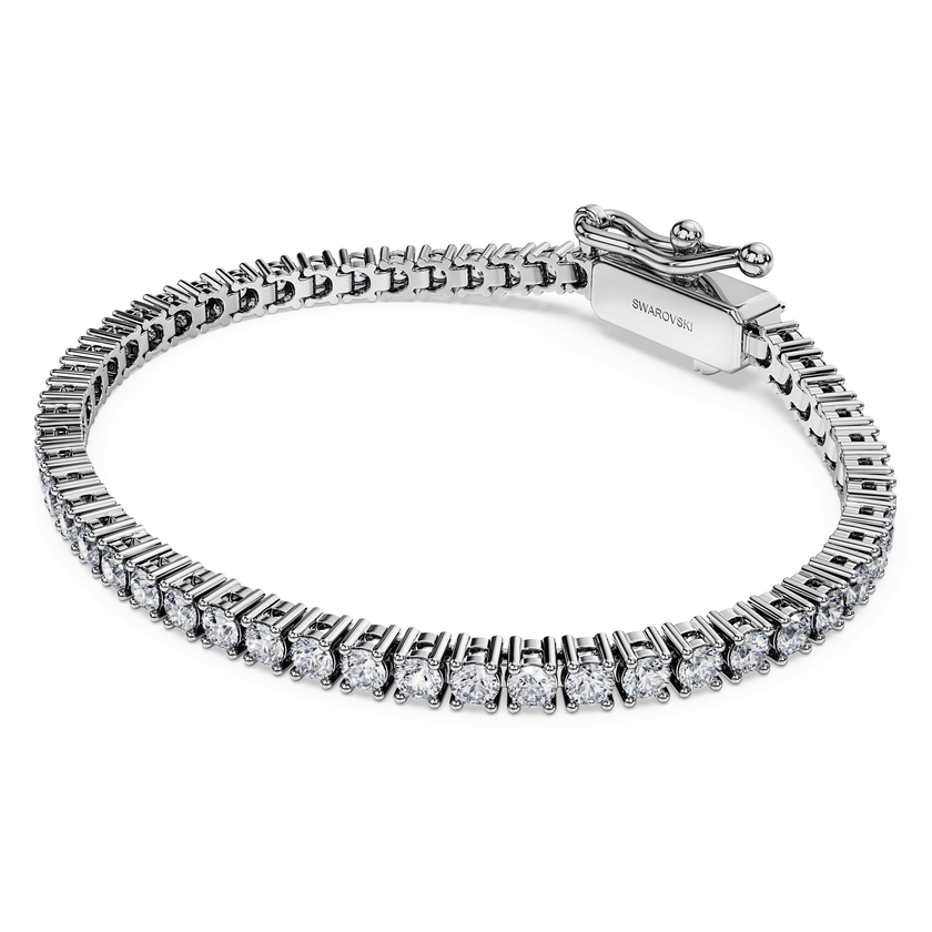 swarovski سوار تنس eternity، ألماس مُصنع في المختبر إجمالي 3 قيراط، شكل دائري، ذهب أبيض عيار 18 قيراط