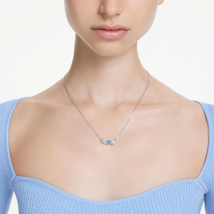 swarovski قلادة mesmera، قطع متنوع، لون أزرق، طلاء روديوم