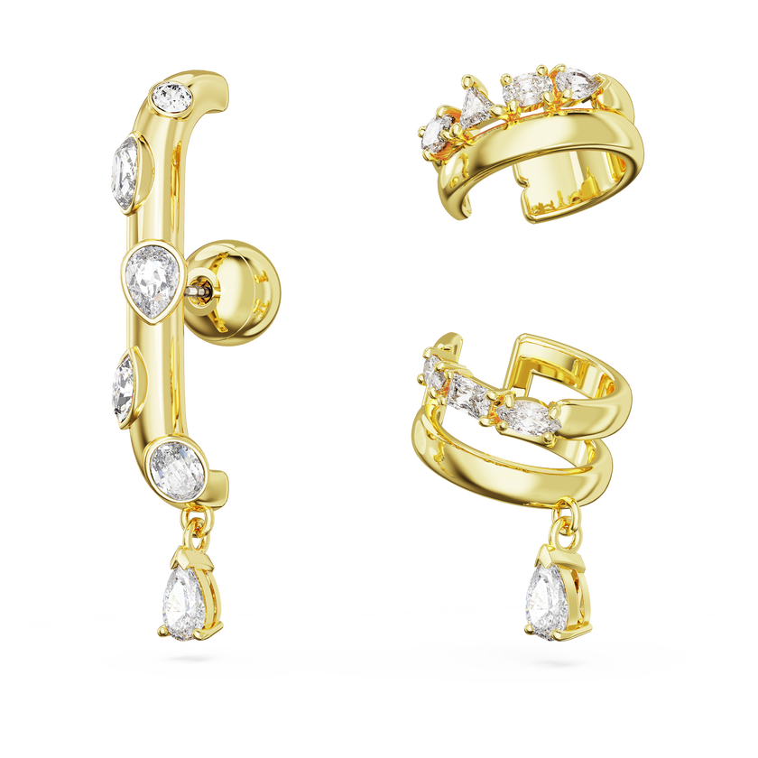 swarovski حلية للأذن imber، طقم مكون من 3 قطع، قطع متنوع، لون أبيض، طلاء بلون ذهبي