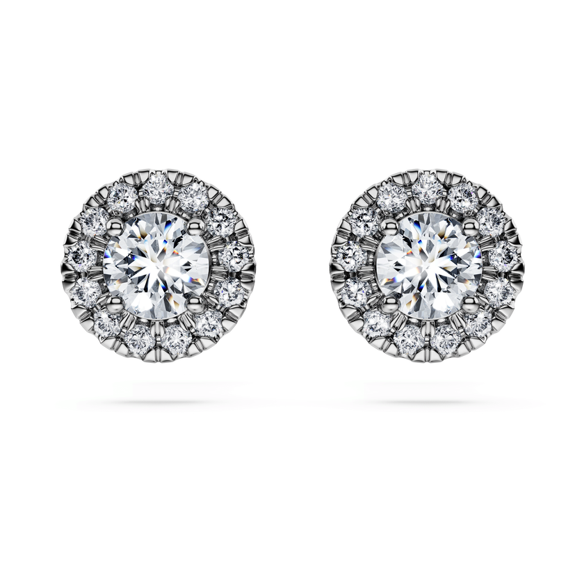 swarovski أقراط دبوسية eternity، أحجار ألماس مُصنعة في المختبر بإجمالي 0 75 قيراط، ذهب أبيض عيار 18