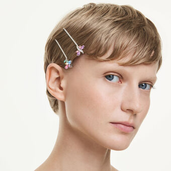 دبوس شعر ariana grande x swarovski، قطع متنوع، شكل يعسوب، شكل زهرة، ألوان متعددة، طلاء روديوم