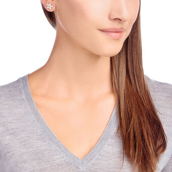 swarovski أقراط دبوسية tough، شكل زهرة، لون أصفر، لمسة نهائية من معادن مختلطة