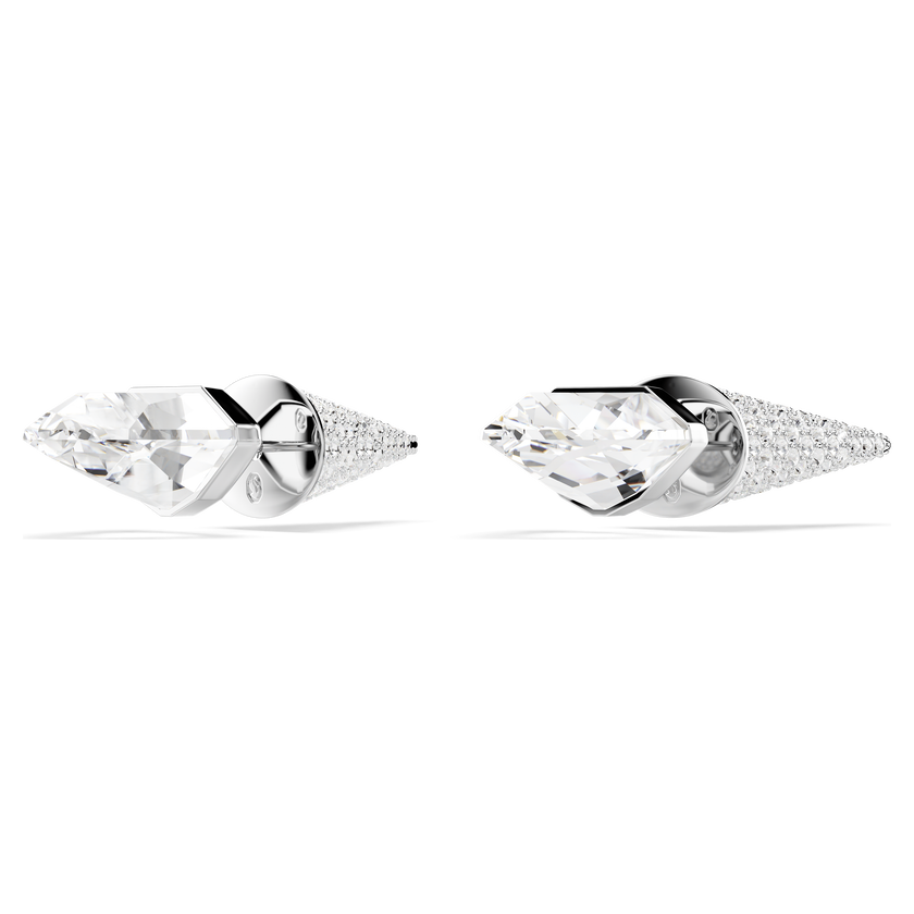 swarovski أقراط دبوسية lucent، أحجار كريستال صغيرة متراصة، شكل وتد، لون أبيض، طلاء روديوم