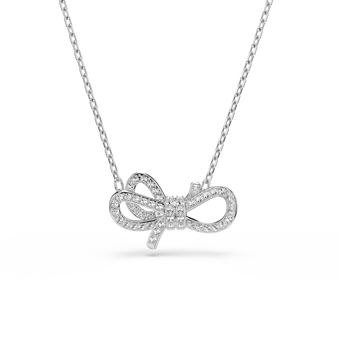 swarovski قلادة lifelong، أحجار كريستال صغيرة متراصة، شكل أنشوطة، لون أبيض، طلاء روديوم