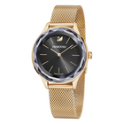 swarovski ساعة octea nova ،  سوار  معدني  شبكي،  لون أسود، طلاء ذهبي وردي