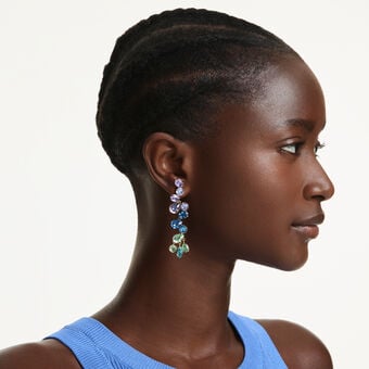 swarovski أقراط متدلية gema، قطع متنوع، تصميم كالثريا، طويلة، ألوان متعددة، طلاء باللون الذهبي