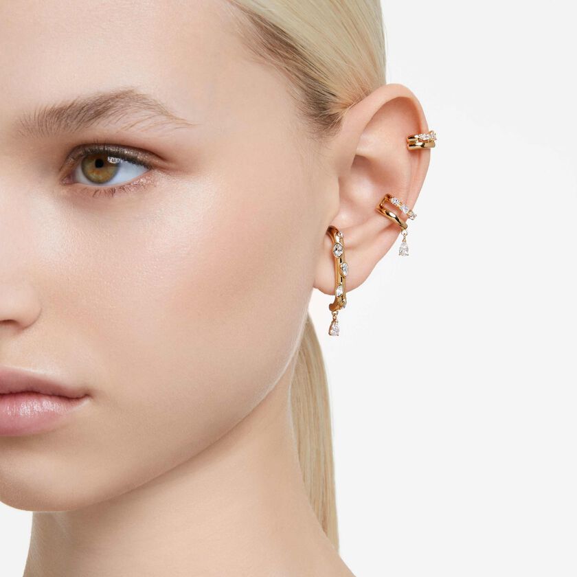 swarovski حلية للأذن imber، طقم مكون من 3 قطع، قطع متنوع، لون أبيض، طلاء بلون ذهبي