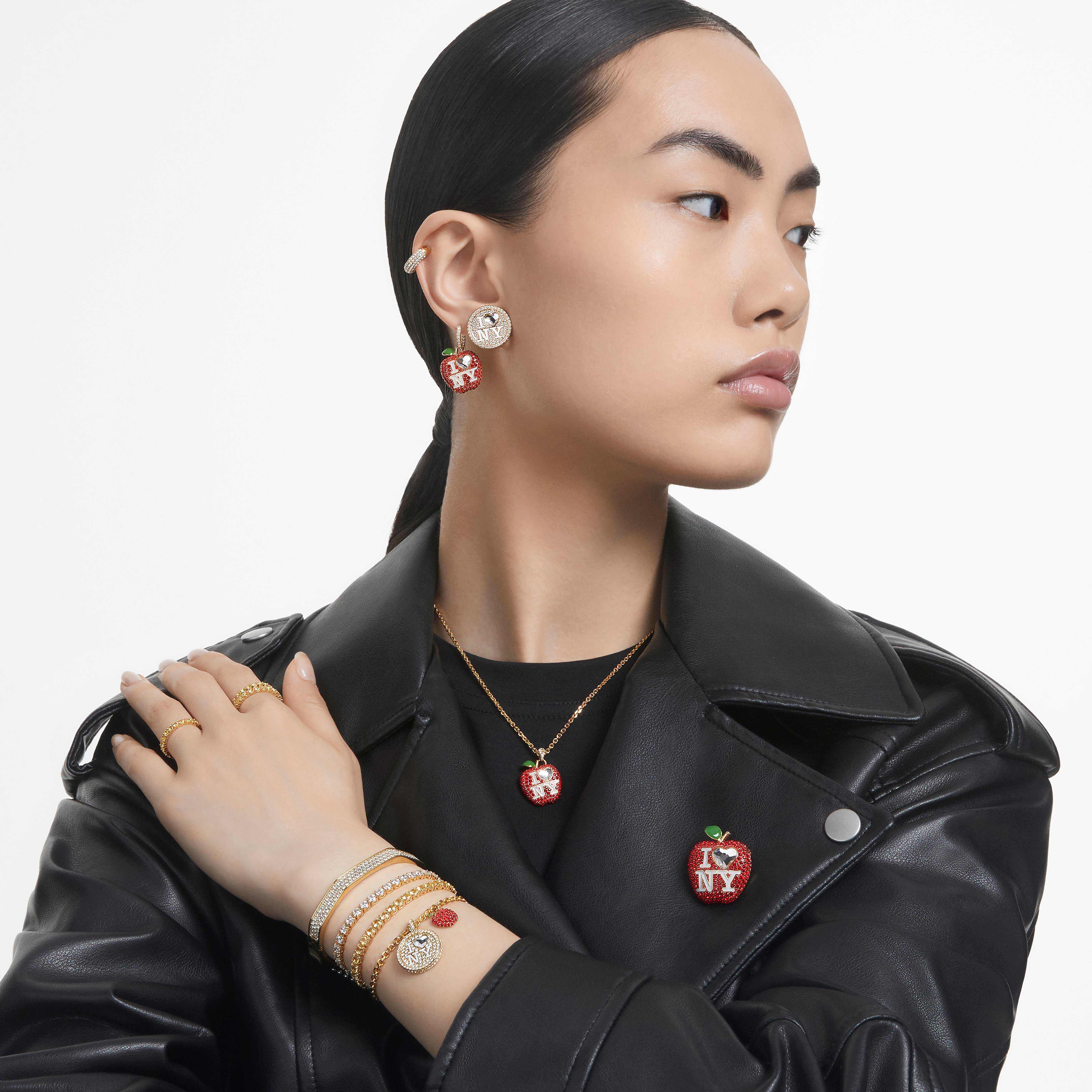 swarovski سوار dextera، شكل ثماني، لون أبيض، طلاء باللون الذهبي