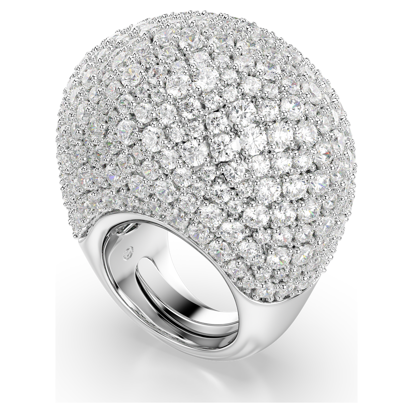swarovski خاتم كوكتيل sublima، كبير، لون أبيض، طلاء روديوم