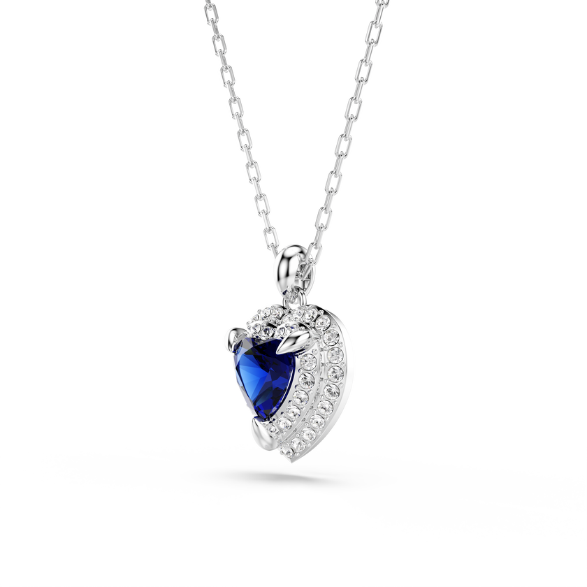 swarovski قلادة one، قطع على شكل قلب، ترصيع بافيه، شكل قلب، لون أزرق، طلاء روديوم
