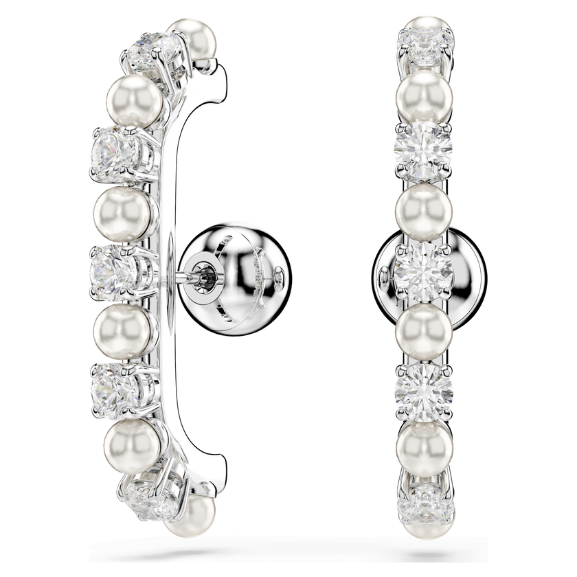 swarovski حلية للأذن matrix، طقم  3 قطع ، لآلئ كريستال، قطع مستدير، لون أبيض، طلاء روديوم