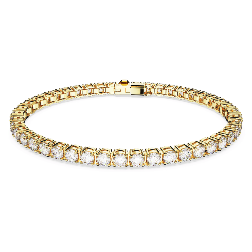swarovski سوار matrix tennis، قطع مستدير، لون أبيض، طلاء بلون ذهبي