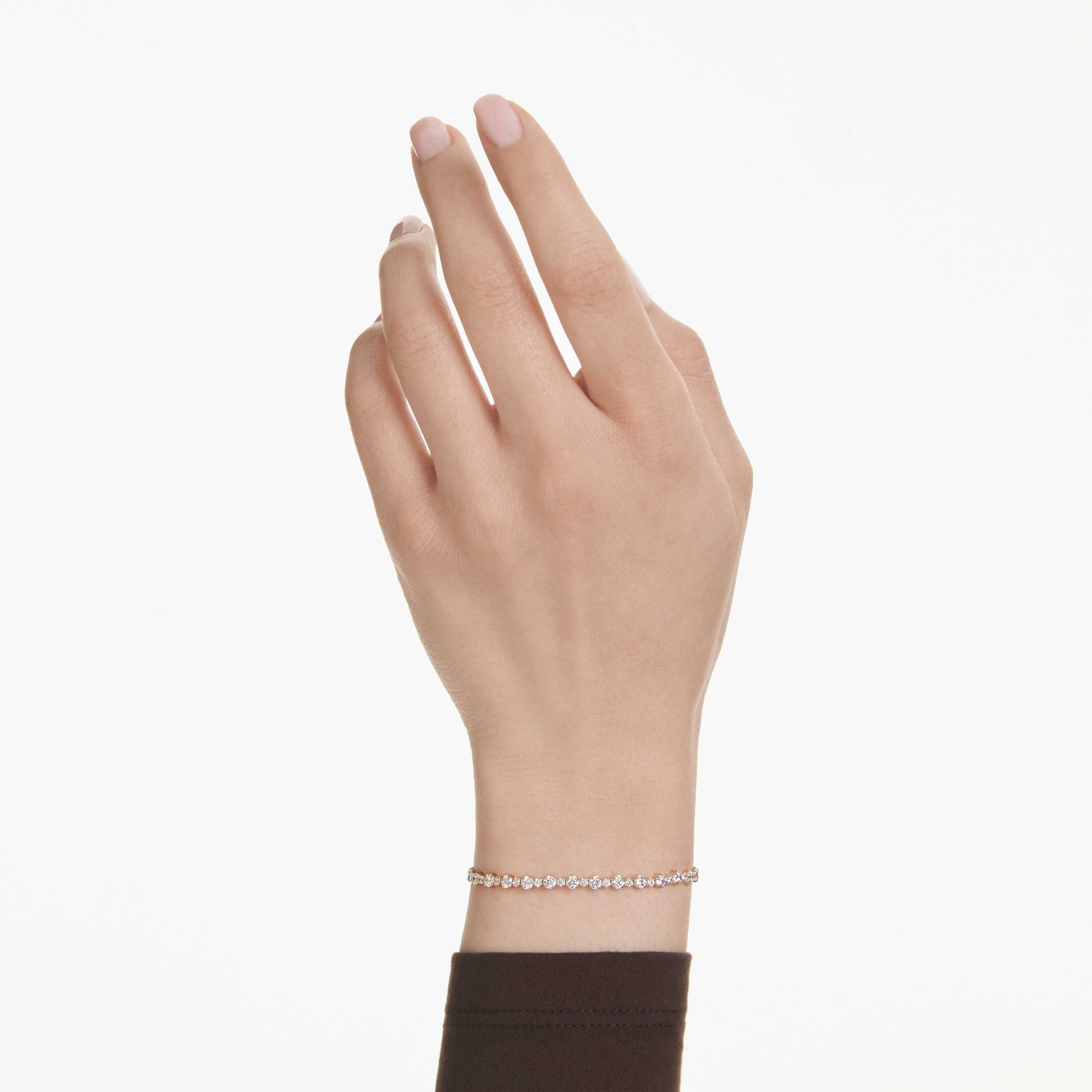 swarovski سوار matrix tennis، قطع مستدير، لون أبيض، طلاء باللون الذهبي