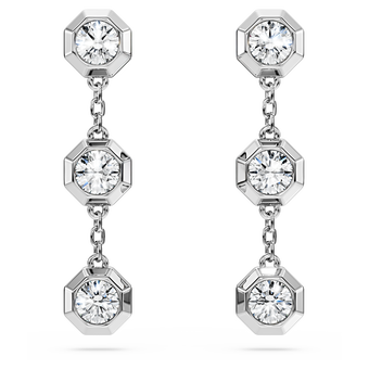 swarovski أقراط متدلية octagon، ألماس مُصنع في المختبر إجمالي 0 6 قيراط، شكل دائري، فضة استرليني