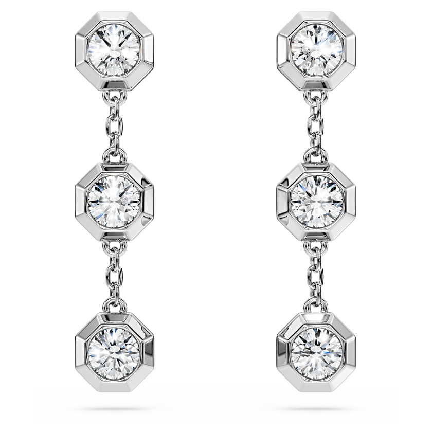 swarovski أقراط متدلية octagon، ألماس مُصنع في المختبر إجمالي 0 6 قيراط، شكل دائري، فضة استرليني