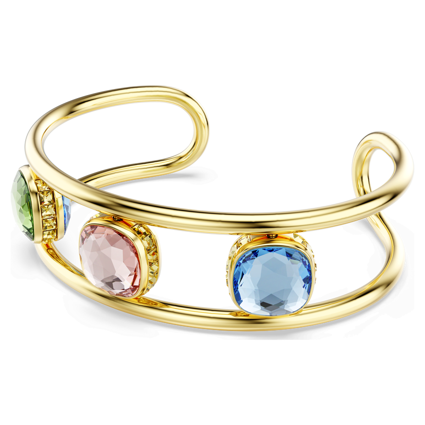 swarovski سوار chroma، قطع على شكل وسادة، لون أخضر، طلاء باللون الذهبي