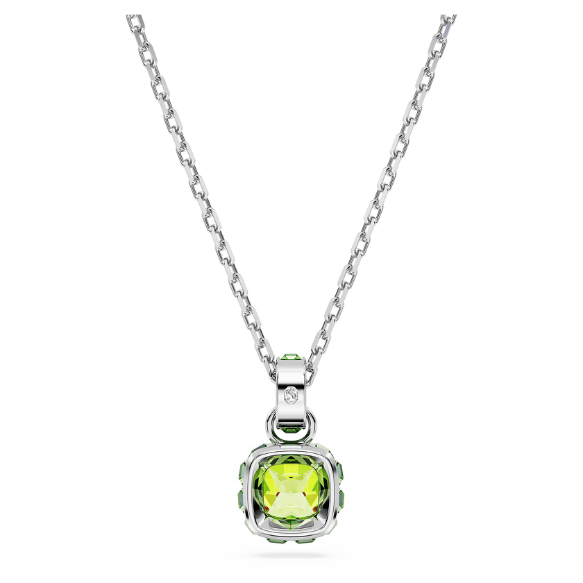 swarovski قلادة birthstone، قطع مربع، أغسطس، لون أخضر، طلاء روديوم