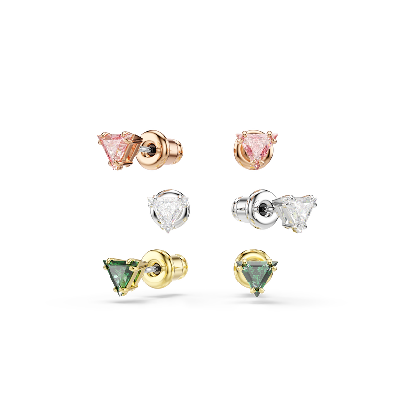 swarovski أقراط دبوسية stilla، قطع مثلث، ألوان متعددة، لمسة نهائية من معادن مختلطة
