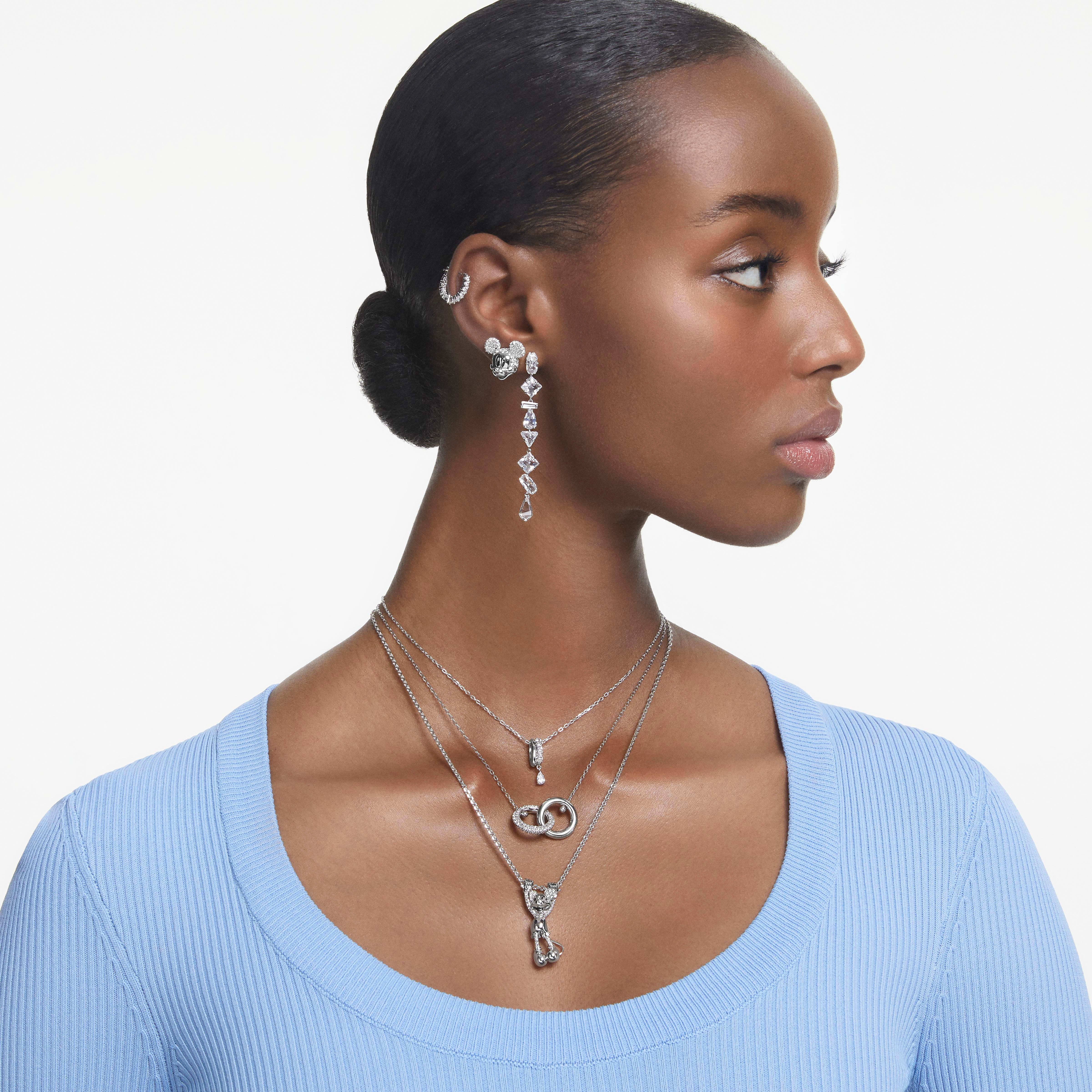 swarovski أقراط متدلية mesmera، قطع متنوع، طويلة، لون أبيض، طلاء روديوم
