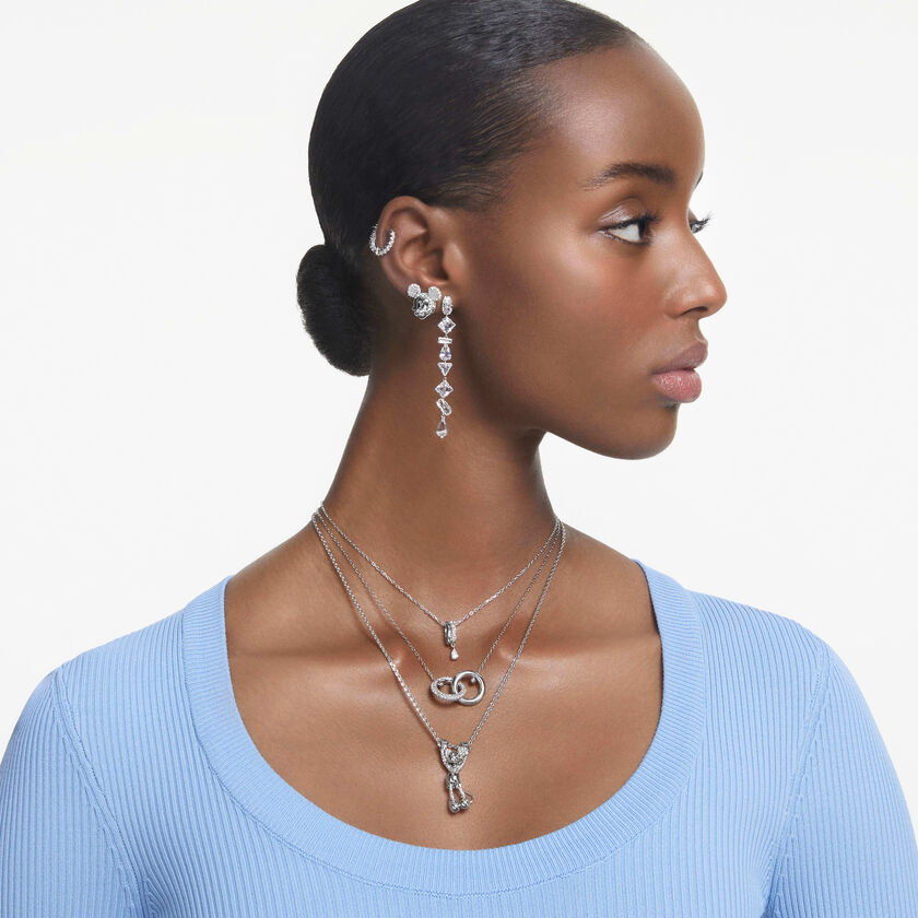 swarovski أقراط متدلية mesmera، قطع متنوع، طويلة، لون أبيض، طلاء روديوم
