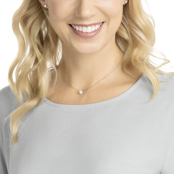 swarovski طقم attract، قطع مستدير، لون أبيض، طلاء باللون الذهبي الوردي