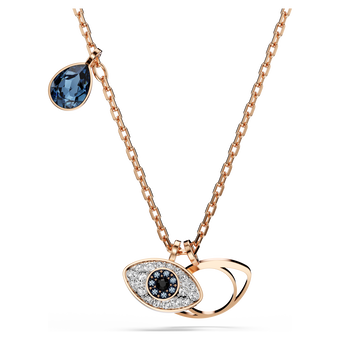 swarovski قلادة symbolica، شكل عين، ألوان متعددة، طلاء باللون الذهبي الوردي