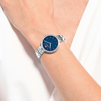 swarovski ساعة cosmopolitan، سوار معدني، أزرق، ستانليس ستيل