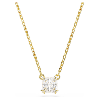 swarovski قلادة stilla attract، قطع مربع، لون أبيض، لمسة نهائية من الذهب عيار 18 قيراط