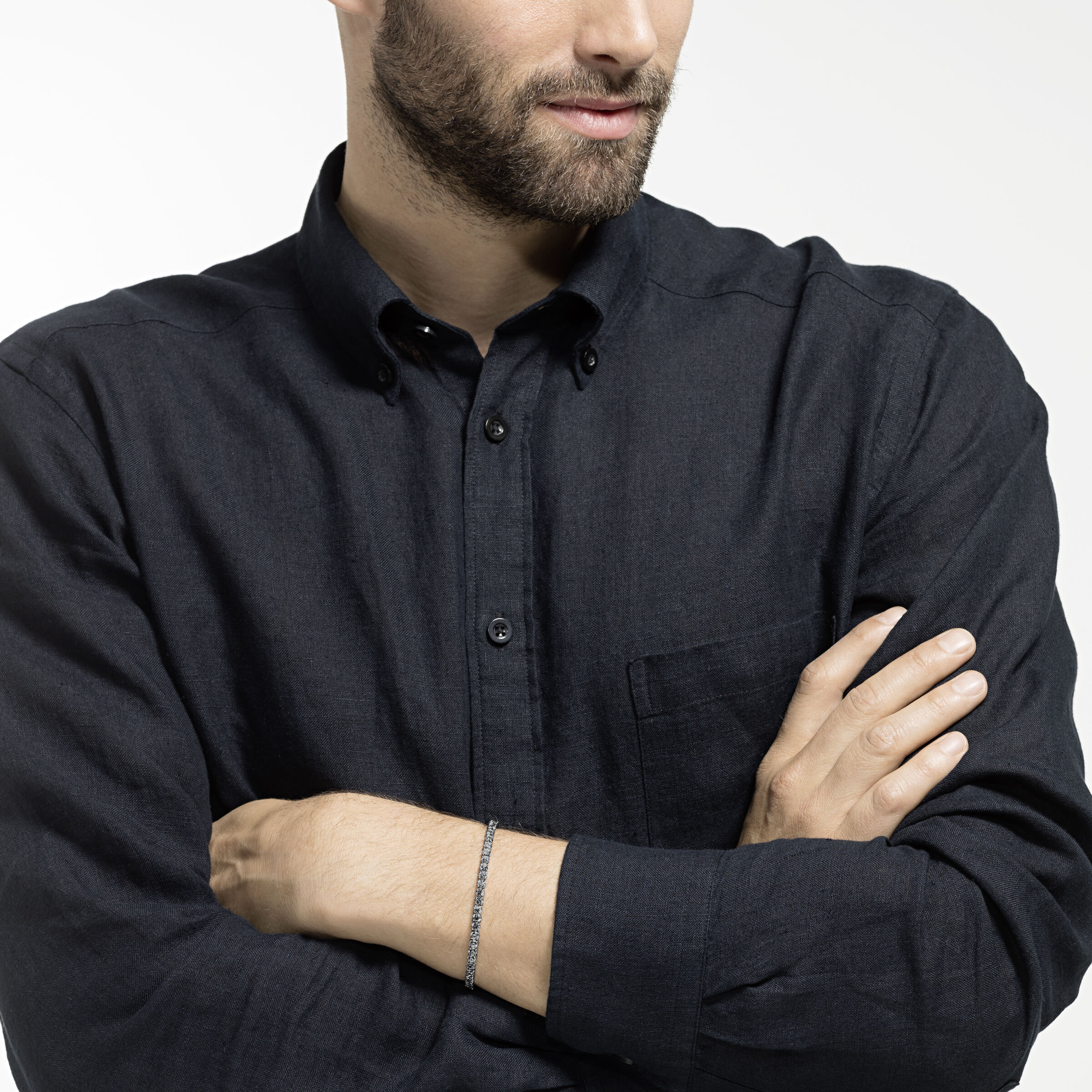 swarovski سوار tennis deluxe، لون رمادي، طلاء روثينيوم