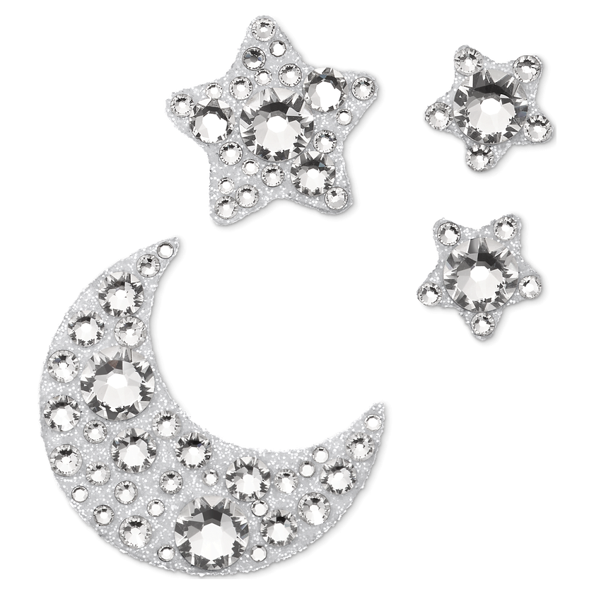 swarovski مجوهرات للجسم، طقم مكون من 4 قطع، على شكل هلال ونجمة، لون أبيض