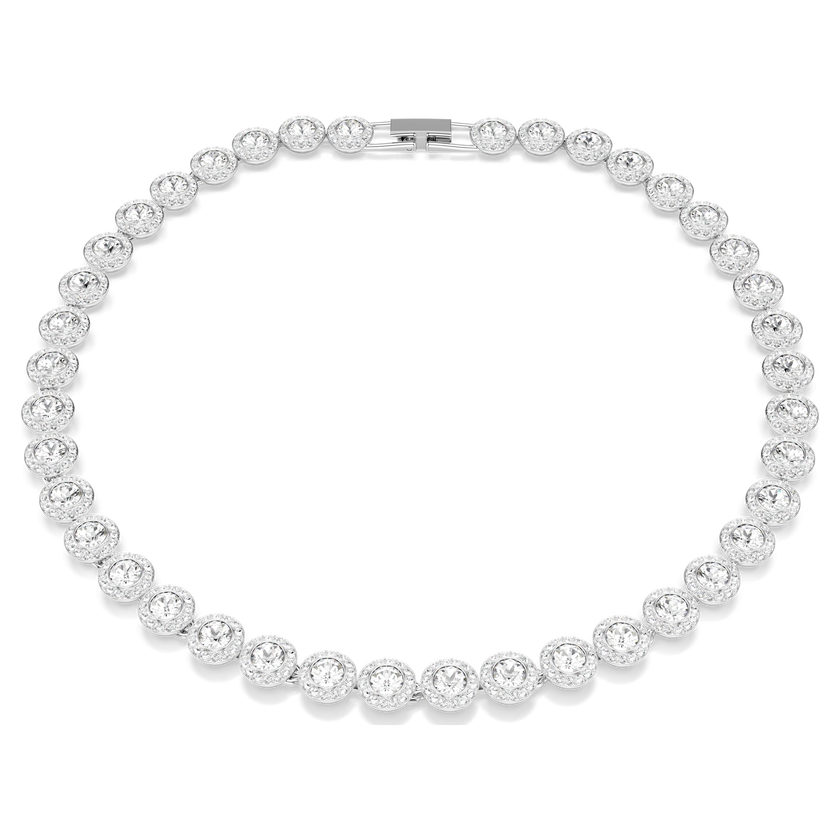 swarovski عقد una angelic tennis، قطع مُستدير، لون أبيض، طلاء روديوم