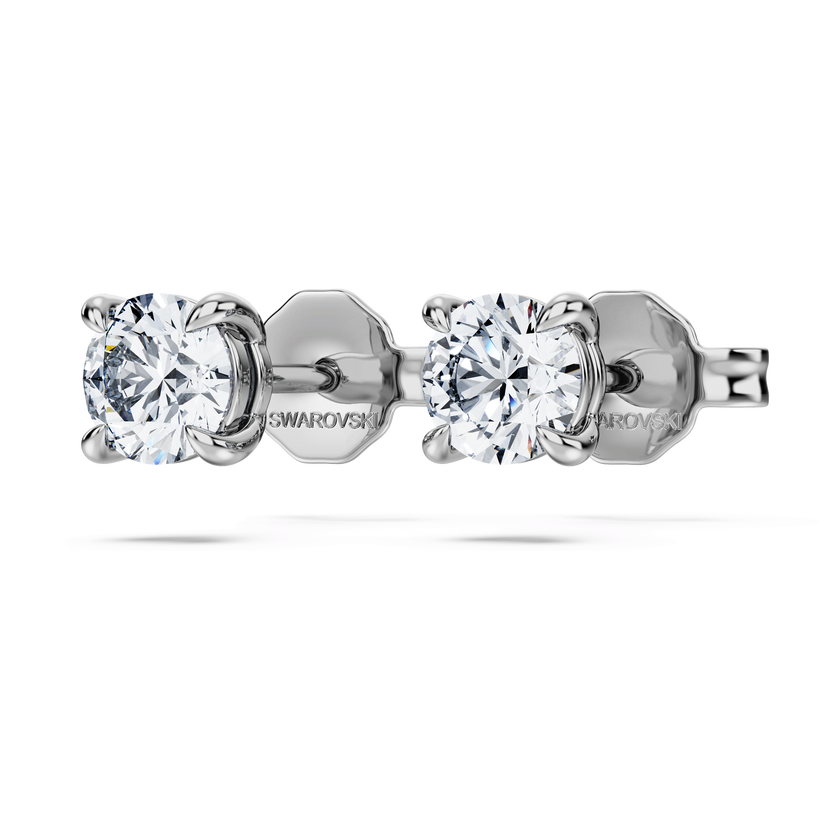swarovski أقراط دبوسية eternity، أحجار ألماس مُصنعة في المختبر بإجمالي 0 52 قيراط، شكل دائري، فضة إسترليني