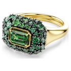 swarovski خاتم كوكتيل sublima، قطع مُثَمَّن، لون أخضر، لمسة نهائية من الذهب عيار 18 قيراط