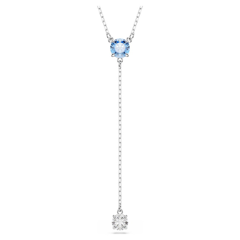 swarovski عقد على شكل حرف y من عائلة stilla attract، قطع مستدير، لون أزرق، طلاء روديوم