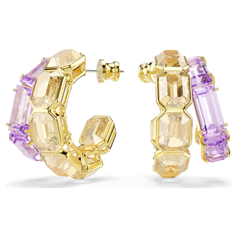 swarovski أقراط حلقية millenia، قطع متنوع، ألوان متعددة، طلاء باللون الذهبي