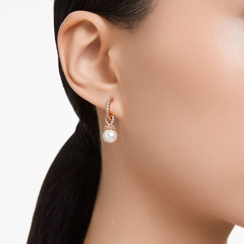swarovski أقراط متدلية originally، لون أبيض، طلاء بلون ذهبي وردي