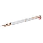 swarovski قلم حبر جاف crystalline، شكل دعسوقة، لون أبيض، طلاء أحمر لامع، طلاء باللون الذهبي الوردي