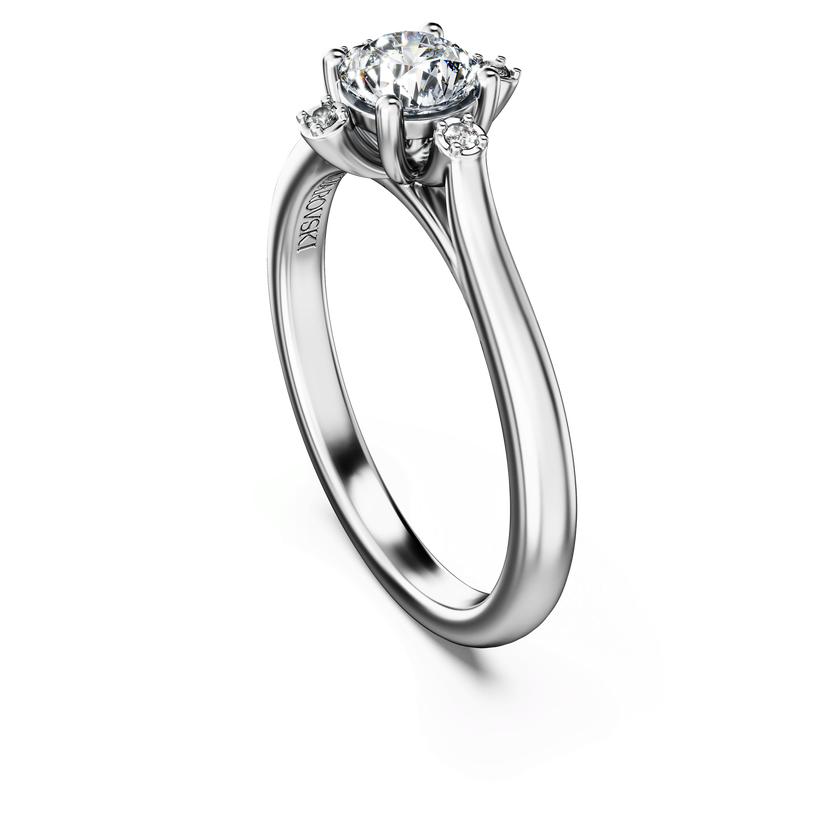 swarovski خاتم galaxy، أحجار ألماس مُصنعة في المختبر بإجمالي 0 5 قيراط، شكل مستدير، ذهب أبيض عيار 18