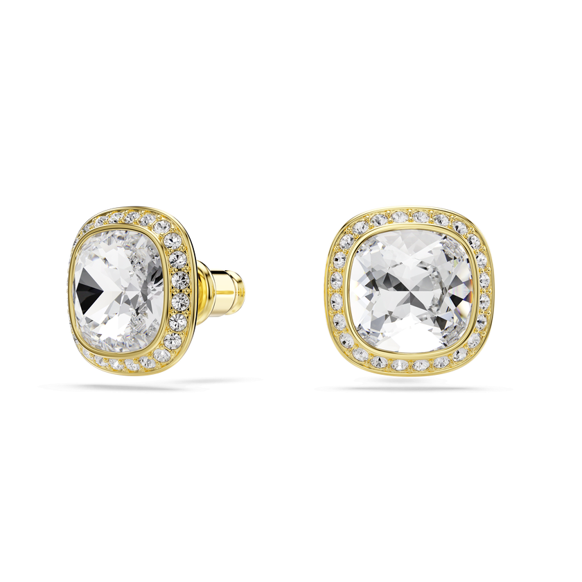 swarovski أقراط دبوسية una angelic، قطع كوشن، لون أبيض، لمسة نهائية من الذهب عيار 18 قيراط