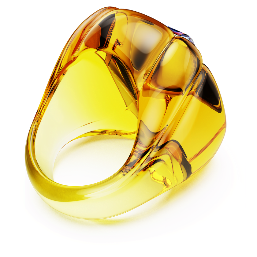 swarovski خاتم كوكتيل dulcis، قطع على شكل وسادة، كريستالات مُتراصَّة، لون أصفر