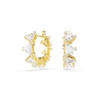 swarovski أقراط حلقية matrix، قطع مثلث، شكل مثلث، حجم صغير، لون أبيض، طلاء باللون الذهبي