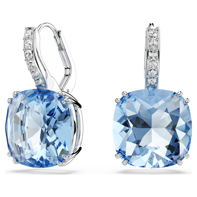 swarovski أقراط متدلية millenia، قطع الوسادة، لون أزرق، طلاء روديوم