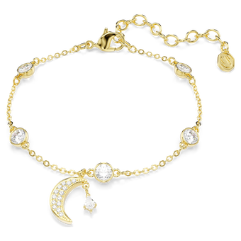 swarovski سوار symbolica، قطع مُستدير، قمر، لون أبيض، لمسة نهائية من الذهب عيار 18 قيراط