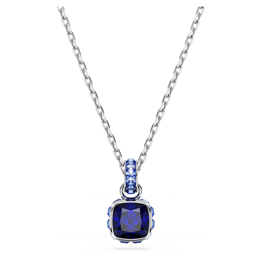 swarovski قلادة birthstone، قطع مربع، ديسمبر، لون أزرق، طلاء روديوم