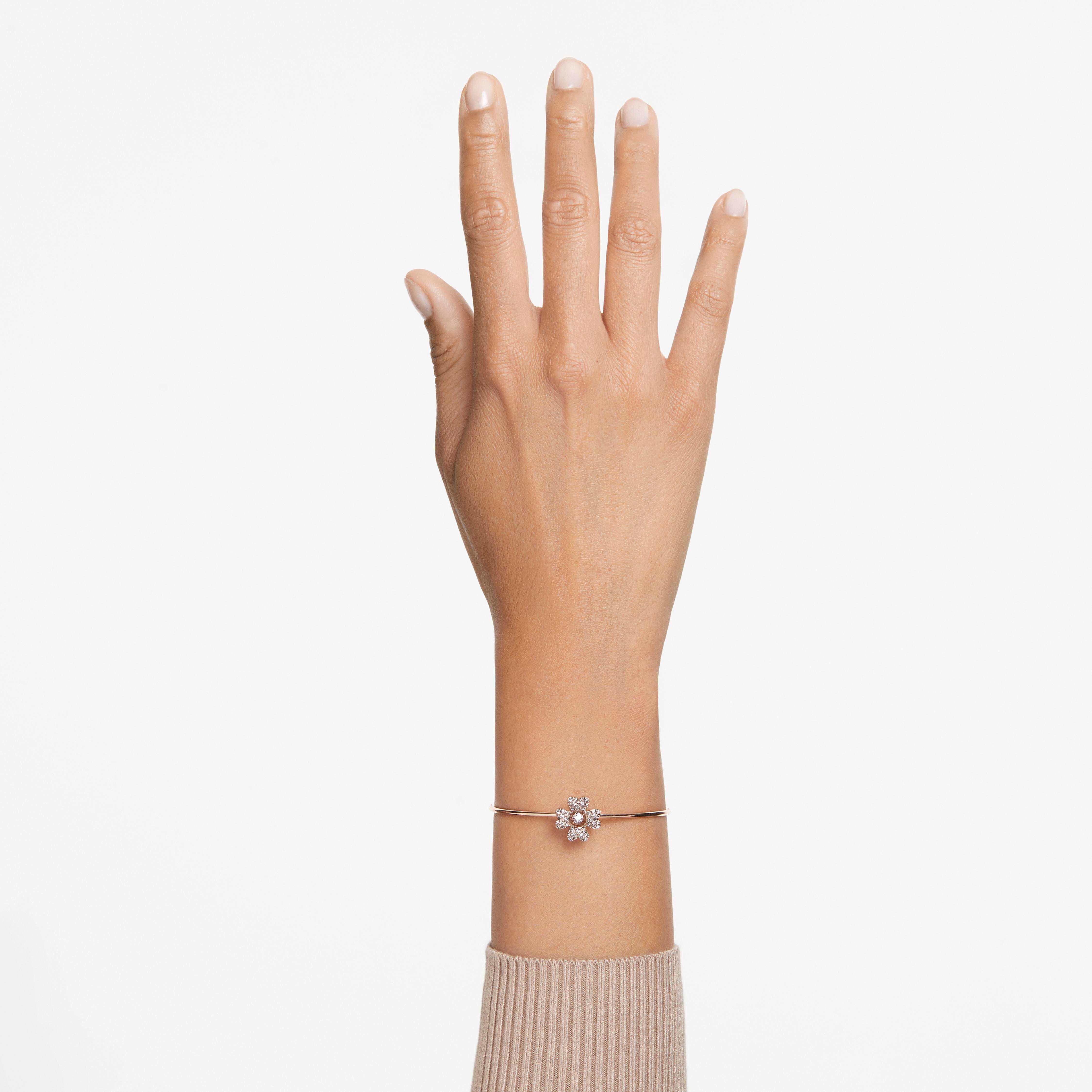 swarovski سوار idyllia، على شكل زهرة برسيم، لون أبيض، طلاء بلون ذهبي وردي