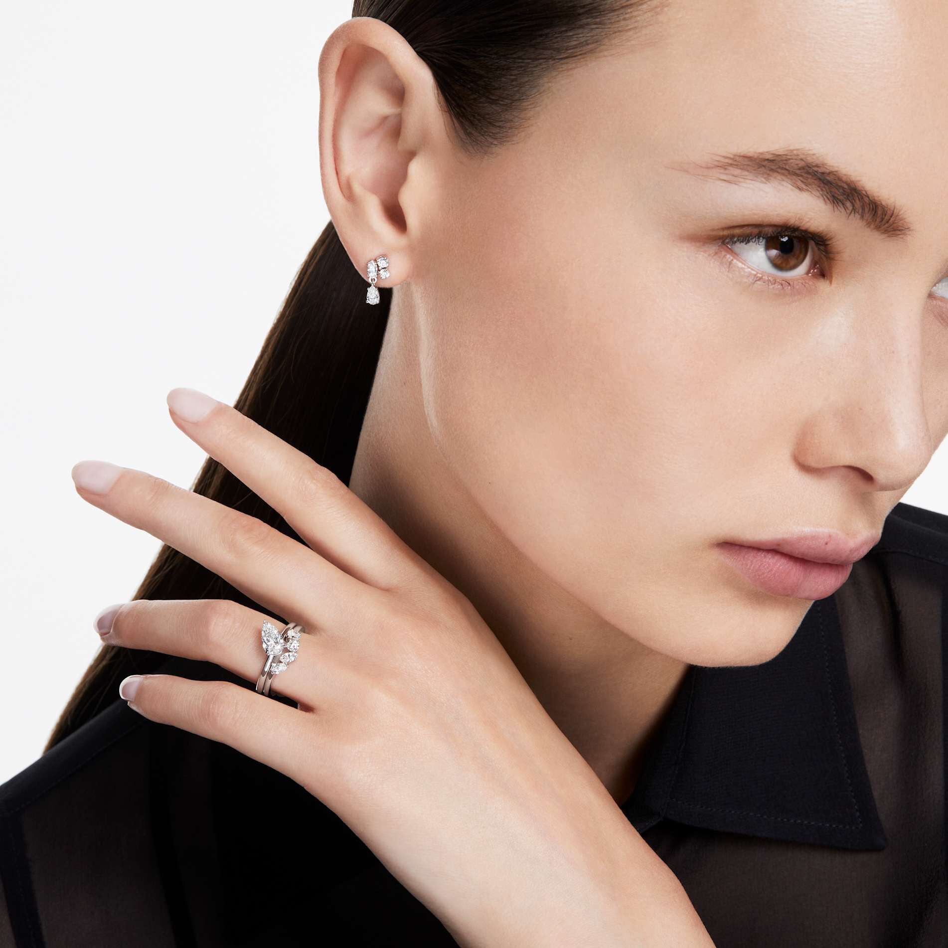 swarovski خاتم galaxy، أحجار ألماس مُصنعة في المختبر بإجمالي 1 4 قيراط، ذهب أبيض عيار 18