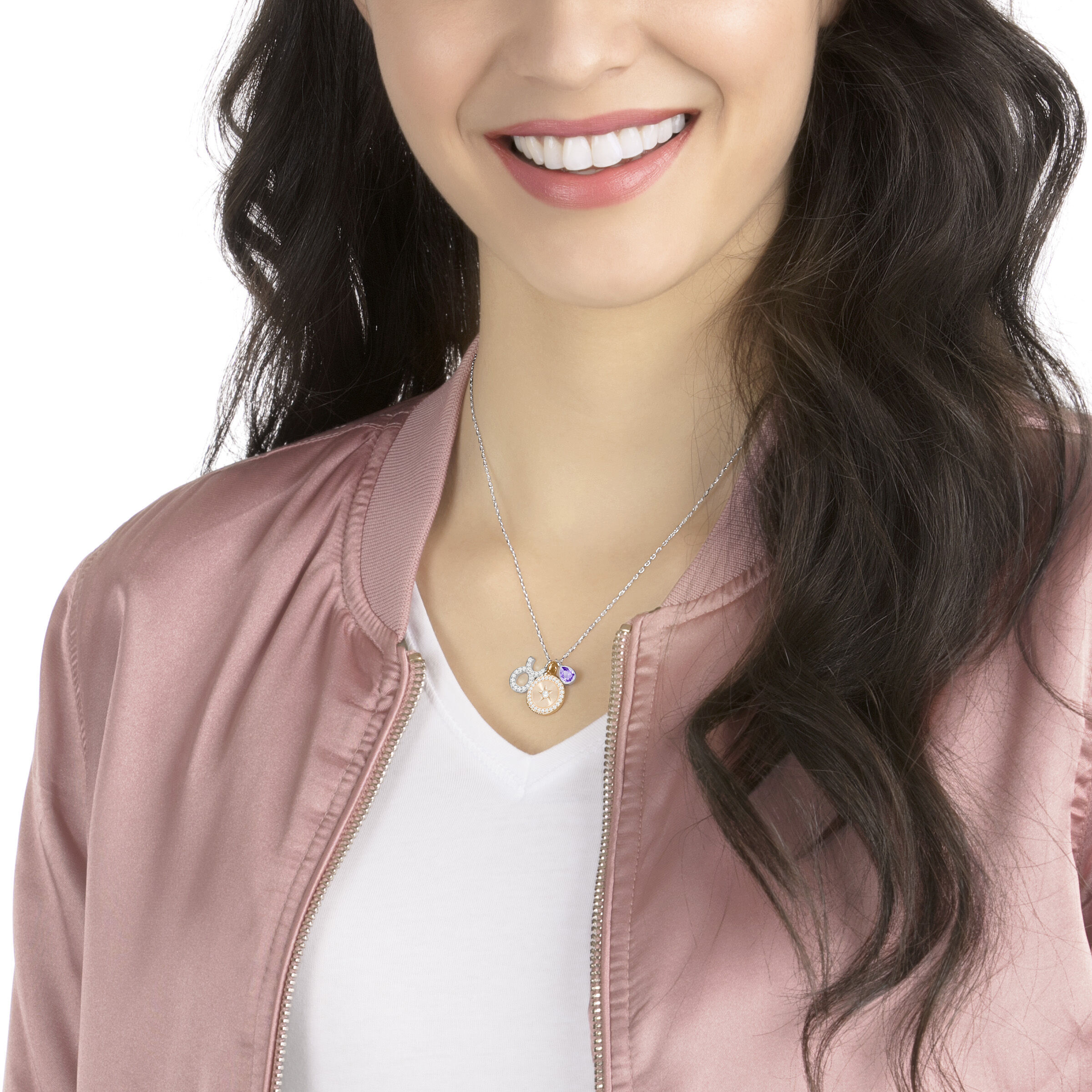 swarovski تعليقة zodiac،   برج  الثور،  بنفسجية،  بطلاء  من  الروديوم