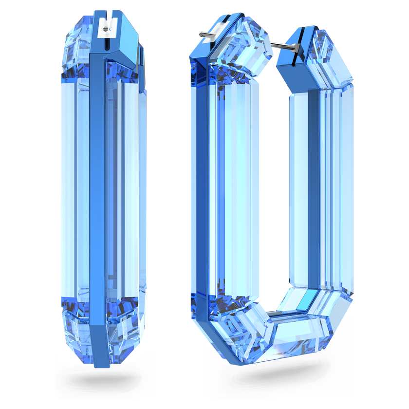 swarovski أقراط حلقية lucent، تصميم متميز، ثمانية الشكل، لون أزرق